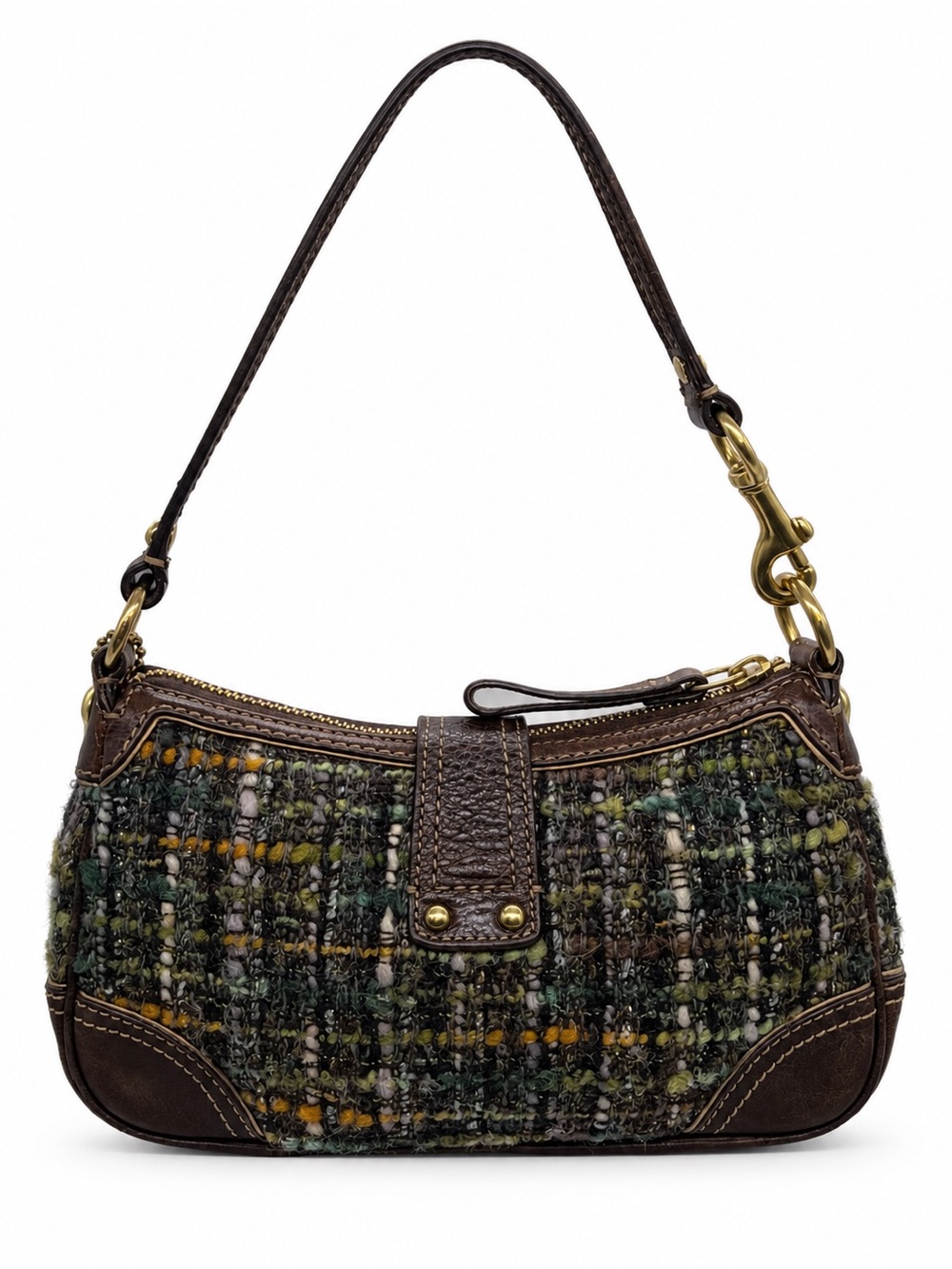 Coach Legacy Bouclé Tweed Leather Shoulder Bag - Picture 3 of 9